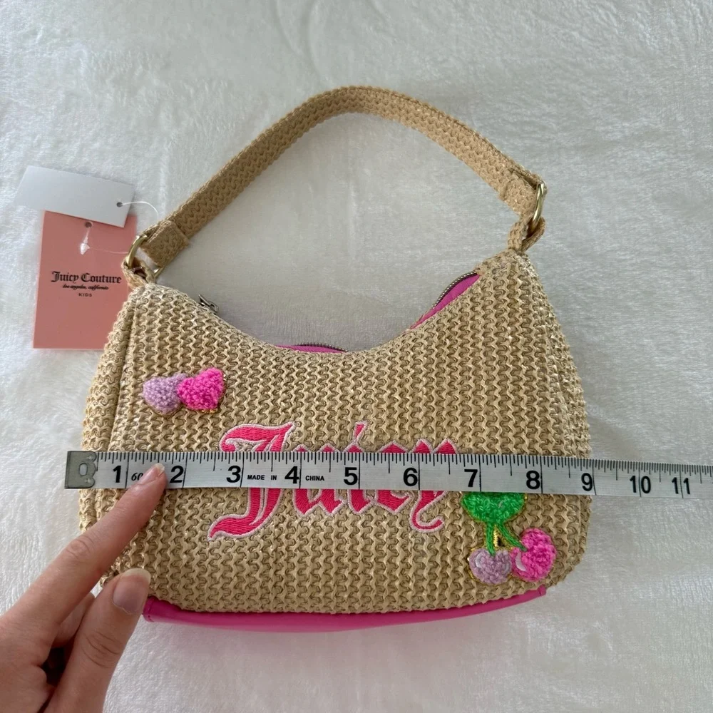 Juicy Couture Tan straw mini hand bag / kids purse